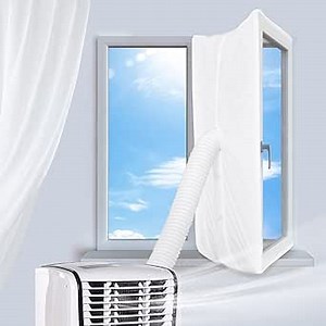 400CM Window Seal for Portable Air Conditioner,Tumble Dryer Portable ac Window Seal,Apply to Every Portable AC Unit,for Casement Windows Seal,Air Conditioner Window Seal With Zip and Adhesive Fastener