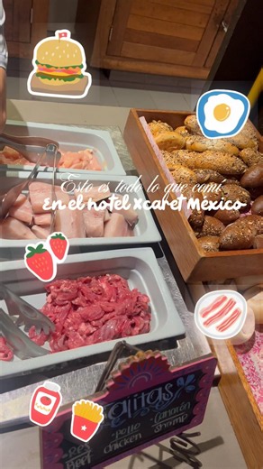 ¿Vale la pena el buffet del hotel Xcaret México? 🥗🦐🍲🍖🦪🫒🥟 #xcaret #food #trip