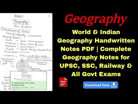 World & Indian Geography Handwritten Notes PDF | Complete Geography Notes for UPSC, SSC, Railway.
