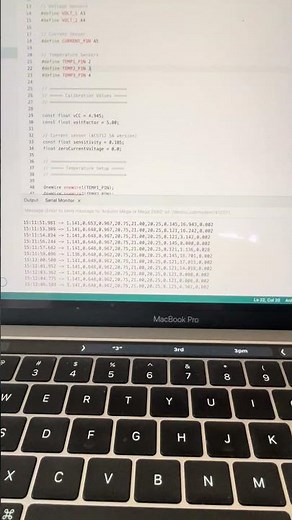 9 sensors running in the serial monitor on Arduino Mega