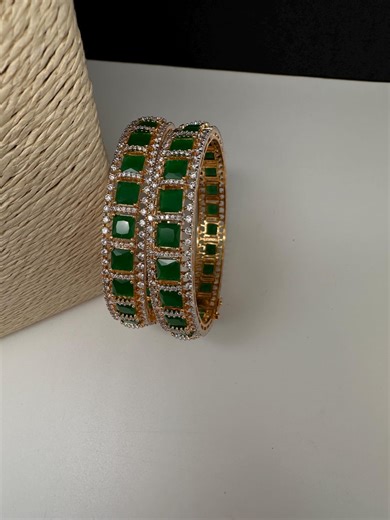 Emerald Green AD Openable Bangles ,CZ Indian Kada Bangles, Pakistani Jewelry - Etsy