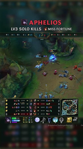 Aphelios LV3 SOLO KILLS Miss Fortune | KR Master Patch 26.14 #shorts