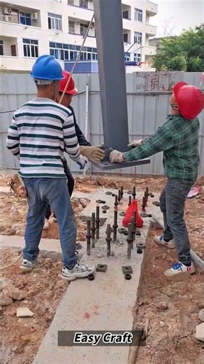 Installing Structural Steel Columns on Site