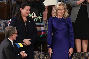Jill Biden embraces Ukrainian Ambassador ahead of State of the Union address