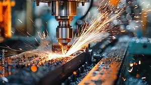 A worker operating a CNC milling machine, demonstrating precision and technology in metalworking Stock Video