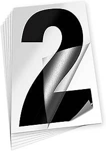 iSYFIX Black Vinyl Number 2 (Two) Stickers - 6 Pack 8 inch Self Adhesive - Decal Die Cut & Pre-Spaced for Mailbox, Signs, Window, Door, Cars, Trucks, Home, Business, Address Number, Indoor & Outdoor