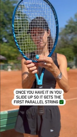 How to put a racquet dampener on ✅#tennis #tennistutorial #tennistip #dampener #tennisstrings