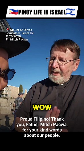 Proud to be Filipino. Thank you, Fr. Mitch Pacwa, for the beautiful compliments—you honor our culture and our heart. On the Mount of Olives with Father Mitch Pacwa. #pinoylifeinisrael #Israel #holyland #fblifestyle #Jerusalem | Pinoy Life in Israel