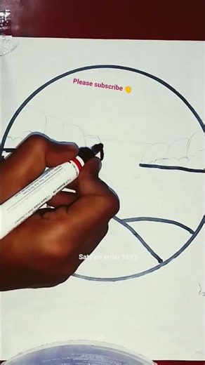 Circle Scenery Drawing With Colours | Easy Circle Scenery Drawing Tricks #shorts