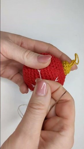 How to embroider a snowflake on crochet baubles, simple snowflake embroidery #crochetchristmas
