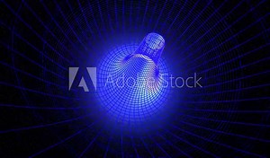 Blue color grid in digital wireframe tunnel . Abstract motion background. Cyberpunk concept Stock Video
