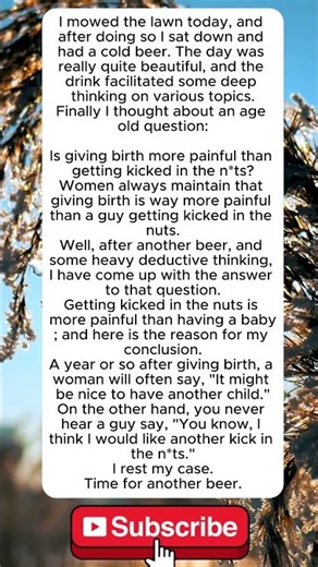 The Great Pain Debate Solved #BeerLogic #DeepThoughts #ManVsWoman #BirthPain #KickedInTheNuts