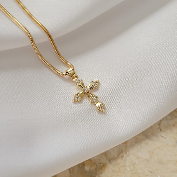 Gold Cross Necklace. Minimalist Protection Necklace. Dainty Gold Cross Pendant. Christian Jewelry. Religious Jewelry for Women. Gift for Her - Etsy