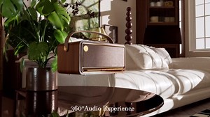 Edifier Retro Wood Bluetooth Speaker, Wireless Portable Speakers with 40W Hi-Res Audio, Stereo Pairing ConneX App, USB and TF Card Brown