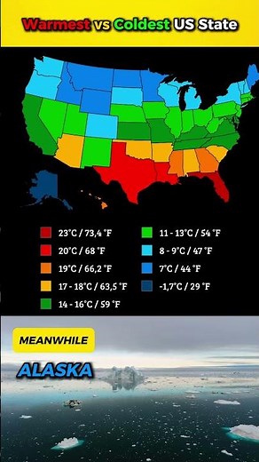 Average Annual Temperature in All American States #map #usa #geography #youtubeshorts