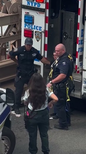 Police rescue woman from jumping off Brooklyn Bridge in NYC #shorts