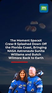 🚀 Splashdown! 🌊 SpaceX Crew-9 safely lands off the coast of Florida, bringing NASA astronauts Sunita Williams & Butch Wilmore back to Earth after 9 months in space! 🌍✨ 👏 Welcome home! 🎉 #SunitaWilliams #NASA #SpaceX #CrewDragon #ButchWilmore #Astronauts | moneycontrol.com