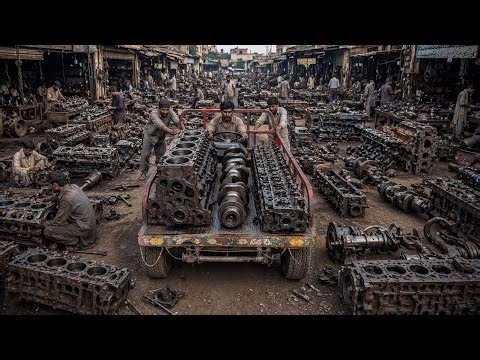 $10,000 Mercedes Dump Truck Engine Rebuild | 6-Cylinder Head Full Process (Incredible Skills)
