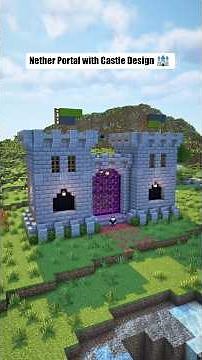 Minecraft Nether Portal with Castle Design🟣 Tutorial #shorts #minecraft