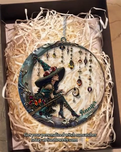 🧙‍♀️ This beautiful personalized witch window hanging adding a sense of fun and mystery to any home. 😘 | Possibleas