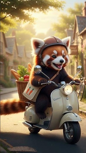 🐼🏍️ Chibi the Red Panda Rides Out for Groceries! ☀️🥬