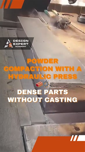 Design Expert INT on Instagram: "Powder Compaction with a Hydraulic Press 🧱⚙️ | Dense Parts Without Casting This video demonstrates the powder compaction process using a hydraulic press, a common technique in powder metallurgy. First, a die is filled with granular material, such as metal powder, graphite, or ceramic particles. Then, the press applies high pressure, and the particles solidify cold, forming a dense and rigid block without the need for casting. The result is a part with good unifo