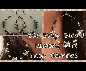 DIY Black Beaded Memory Wire Hoop Earrings