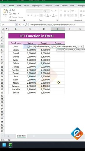 LET Function #excel #exceltips #exceltricks