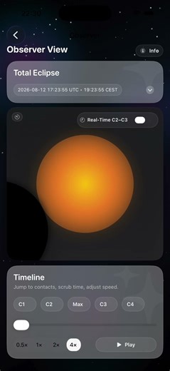 Total Solar Eclipse 2026 Simulator | Celestial Simulation (iOS)