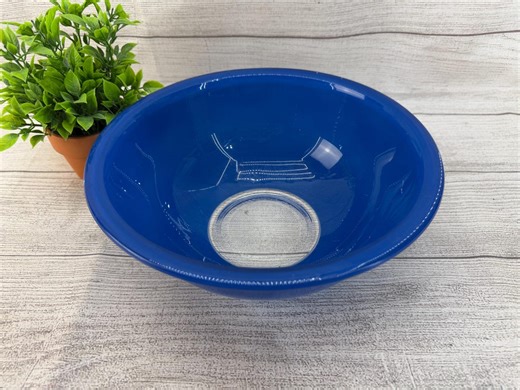 Vintage Pyrex 325 Blue Primary Bowl With Clear Bottom - Etsy