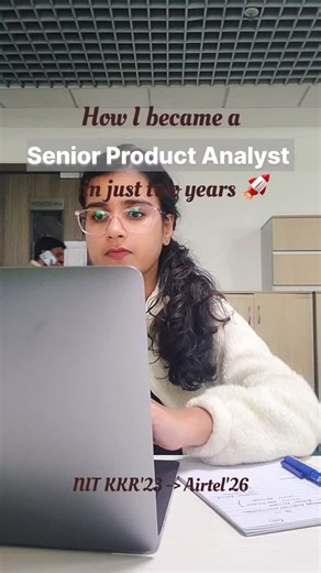 Divi Pareek | Corporate Life on Instagram: "From NIT KKR ’23 ➡️ Senior Growth Analyst @ Airtel Digital ’26 🚀 ​Two years ago, I was sitting in a hostel room wondering how to bridge the gap between an engineering degree and a high-impact product role. Today, I’m driving growth experiments for millions of users. ​It wasn’t just luck. It was a roadmap built on three pillars: ​1️⃣ Mastering the Stack: Moving beyond basic SQL to advanced data modeling and Python for automation. 2️⃣ Product Thinking: 