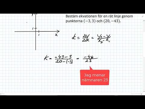 Matematik 1bc, 2a: Räta linjens ekvation - Bestäm ekvationen för en rät linje genom två punkter