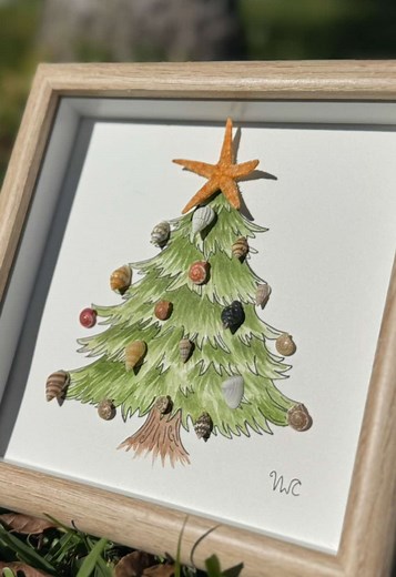 Hand-Painted Shell Christmas Trees for Holiday Decor