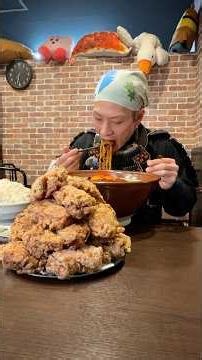 【大食い】真っ赤な激辛まぜそば×特大唐揚げ！最強コンボに挑戦してきた【麺★丼 YURIN】【武士飯】#大食い #武士飯 #麺★丼 YURIN