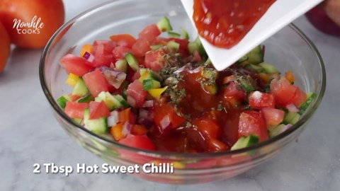 How to make hot salsa with fresh tomato and cucumber salad | Easy recipe