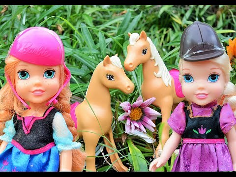 Anna and Elsa Toddlers Horses Riding Trail Adventure! Ep. 50 - Toys In Action