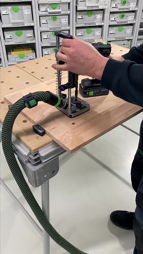 Watch as the MB 40 mobile drilling attachment helps create a wooden coffee table 🛠️ Drill with precision at right angles and repeat accuracy, no matter where you are. With adjustable stops and depth settings, you can drill vertical, end face or series of holes with ease. Perfect for every step of your project! 💚 What would you love to realize with the MB 40?👇 More about the MB 40: https://www.festool.com/accessory/drilling-and-screwdriving/fastfix-attachments/mobile-drilling-attachment/577970