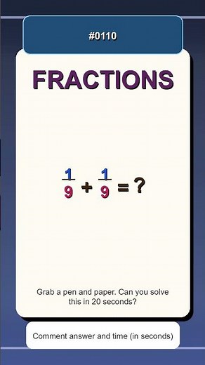 1/9 + 1/9 = ? | Quick Fractions Practice | Adding Fractions