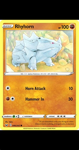 Evolution of Rhyhorn Pokémon Cards No.111 #pokemoncards #pokemon #pokemontcg #111 #rhyhorn