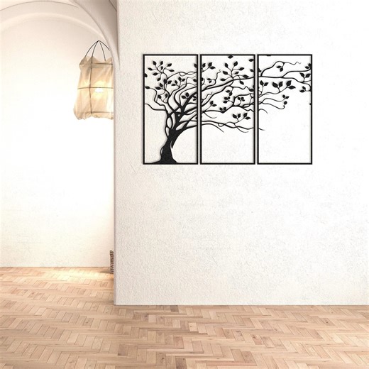 Triptych Tree of Life Metal Wall Art: 3 Piece Tree Home & Garden Decor - Etsy