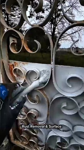 Rust Removal on Decorative Iron Gate Using Rotary Wire Brush | Metal Surface Preparation Process