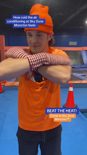 Come to Sky Zone! Ice cold Air Conditioning all summer long😁☀️ #skyzone #trampolines #fyp #trampolinepark #tiktok #greenscreenvideo #newbrunswick #nb #moncton #cold #ac #airconditioning #jump