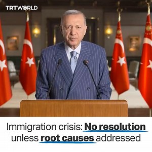 7.3K views · 621 reactions | The immigration problem cannot be resolved unless the international community addresses its root causes, noted Türkiye’s President Erdogan in a video message broadcast at the Global Parliamentary Conference on Migration. | TRT World | Facebook