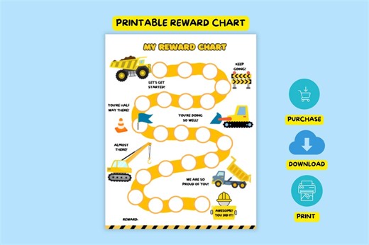 Construction Reward Charts for Kids ( Digital Printable) - Etsy Canada