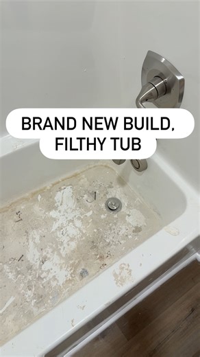 Kellsie Zapata | Cleaning Tutorials & Motivation | New construction cleanups are no joke, especially when the bathtub looks like this. 🛁 This tub was covered in construction dust, dried... | Instagram