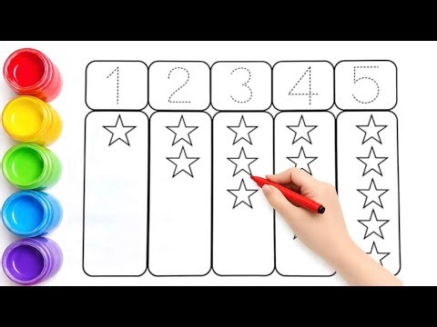 1234 | learn numbers | count stars| color stars| 1-5 counting #numbers #counting #colors #star #1234