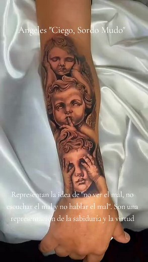 Angeles: Ciego, Sordo y Mudo en Tatuajes Realistas
