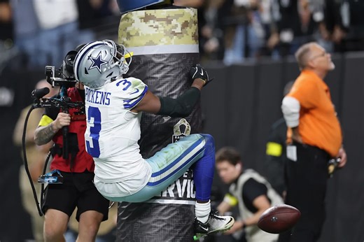 Cowboys WR George Pickens given $26,085 unsportsmanlike conduct fine for hugging goal post after touchdown