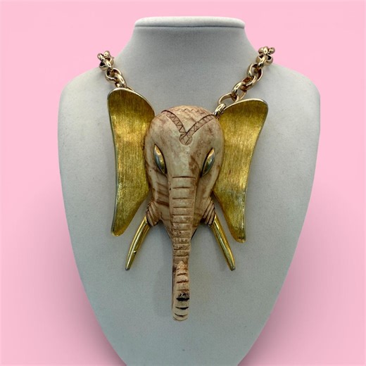 Large Vintage Elephant Statement Necklace – Updated Chain - Etsy