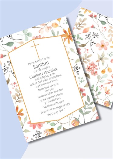 Baptism Invitation Template - Etsy